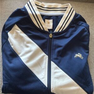 Navy and Cream Athletic Zip Jacket